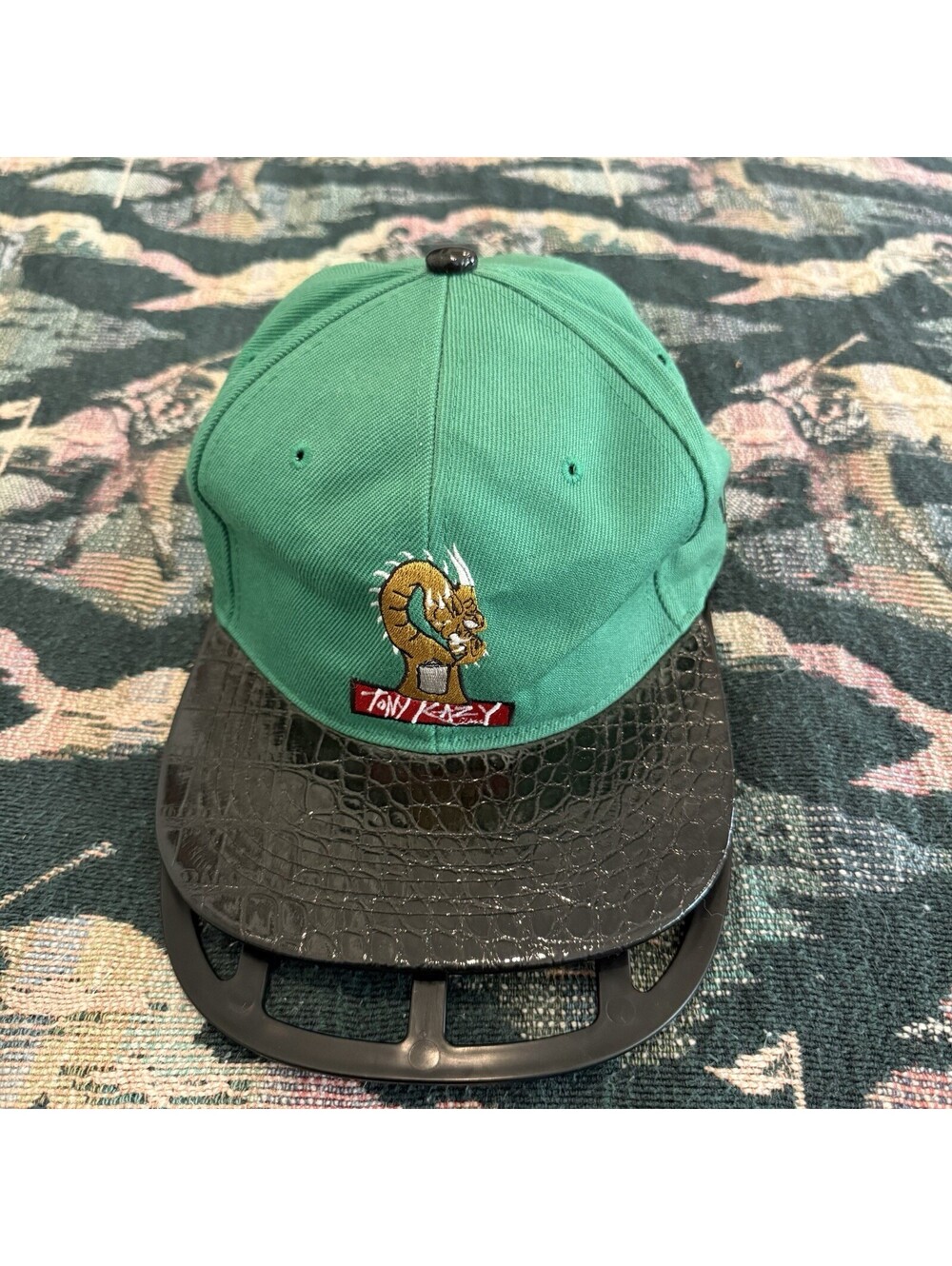 Vintage 90s/00s RARE Tony Kazy Glass Artist 420 TKG Dragon Green Hat Cap OSFM